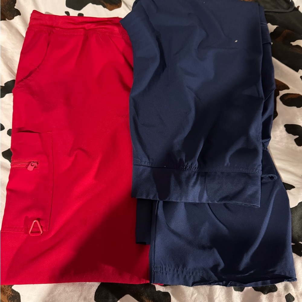 Med Couture Red and Blue Straight Leg Pants
